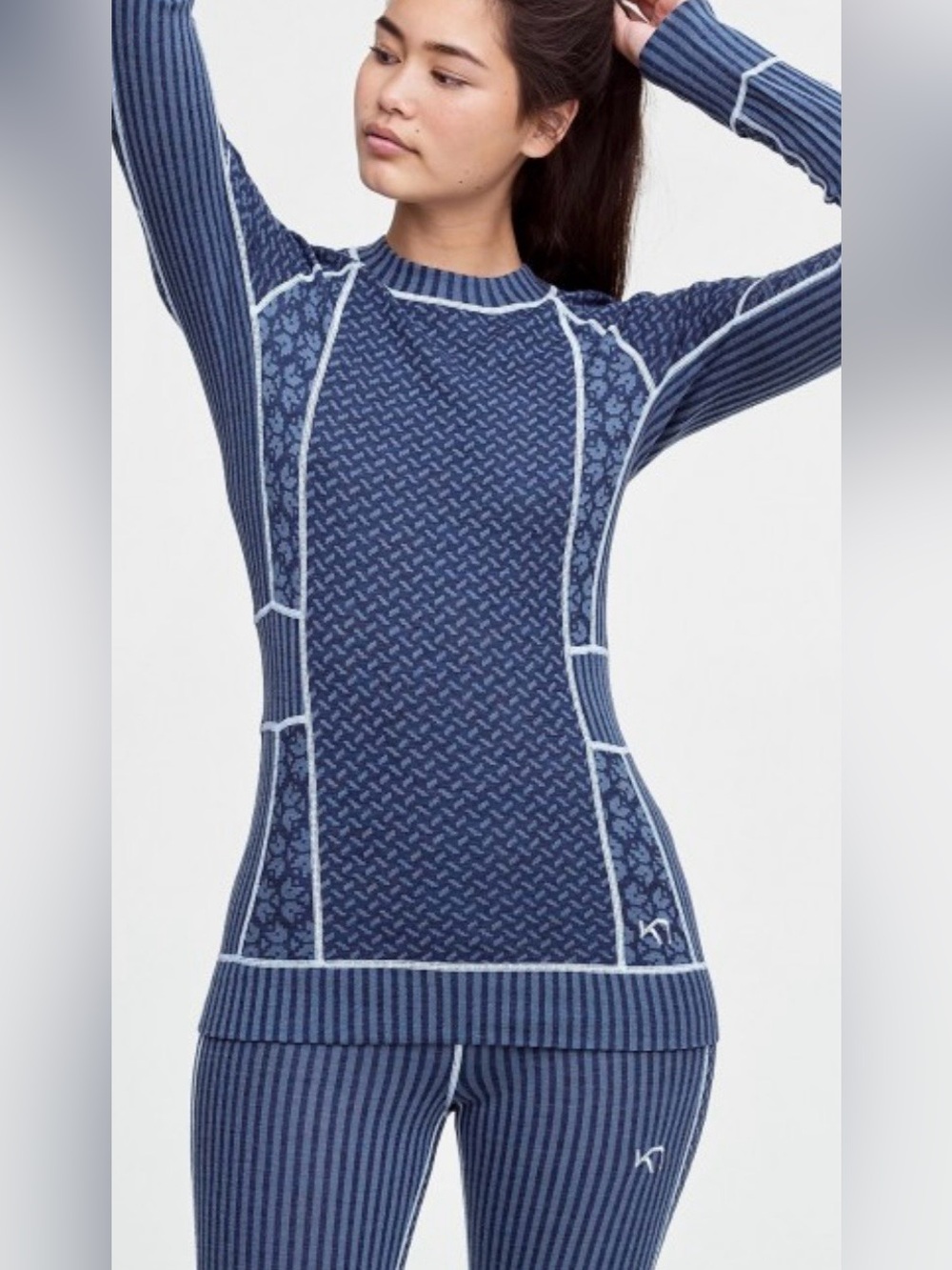 Kari Traa Blue Long-Sleeve Seam-Accent Thermal Top